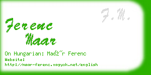 ferenc maar business card